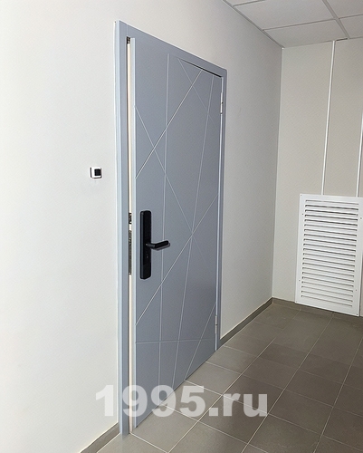 Дверь с электронным замком и зеркалом